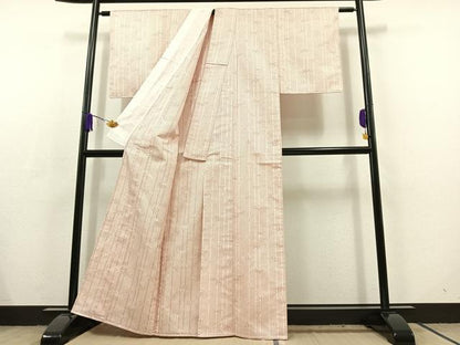 平和屋着物▽お召 単衣 110亀甲 笹竹文 正絹 逸品 AABC6770jh