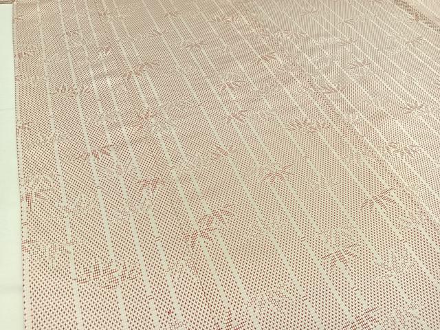平和屋着物▽お召 単衣 110亀甲 笹竹文 正絹 逸品 AABC6770jh