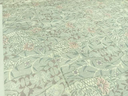 平和屋着物▽上質な紬　単衣　草花文　正絹　逸品　AABC6776jh