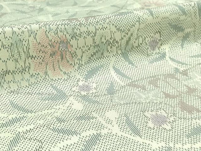 平和屋着物▽上質な紬　単衣　草花文　正絹　逸品　AABC6776jh