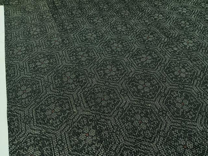 平和屋着物▽上質な紬 単衣 亀甲花文 正絹 逸品 AABC6777jh