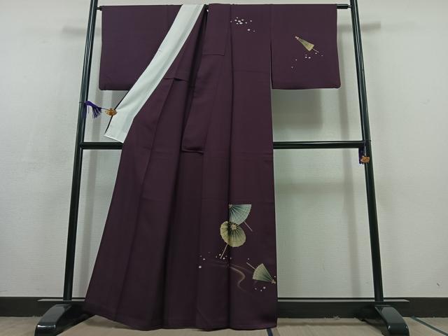 平和屋着物▽訪問着 単衣 番傘 金銀彩 正絹 逸品 AABC6779jh