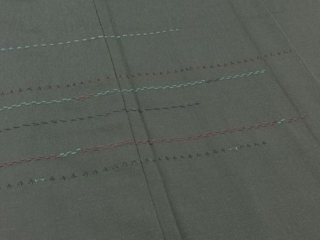平和屋着物▽訪問着 単衣 刺繍 横段文 正絹 逸品 AABC6780jh