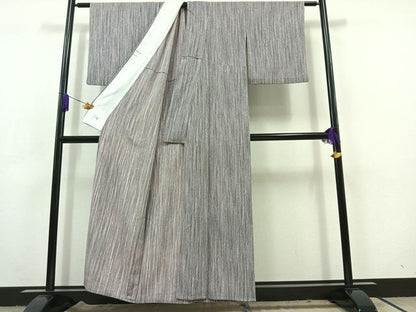 平和屋着物▽洗える最高級着物 ＜英＞はなぶさ謹製 小紋 単衣 よろけ縞 洗える着物 AABC6784jh