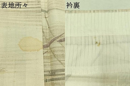 平和屋着物▽上質な紬 単衣 流水文 鳥 正絹 逸品 AABC6785jh