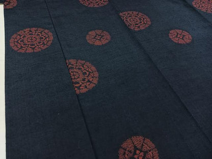 平和屋着物▽上質な紬 単衣 正倉院花文 正絹 逸品 AABC6788jh