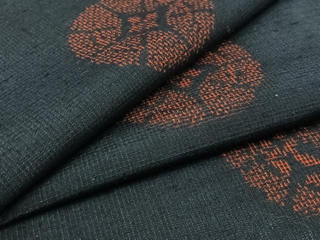 平和屋着物▽上質な紬 単衣 正倉院花文 正絹 逸品 AABC6788jh