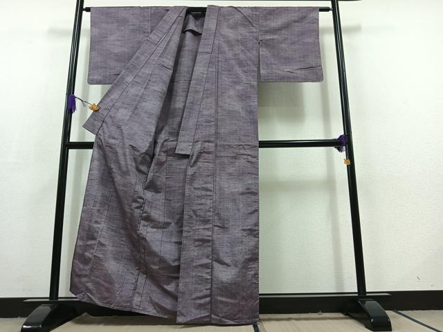 平和屋着物▽上質な紬 単衣 縞 正絹 逸品 AABC6789jh