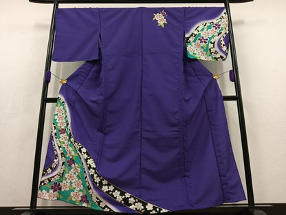 平和屋着物▽訪問着 単衣 舞桜文 金彩 洗える着物 AABC6791jh