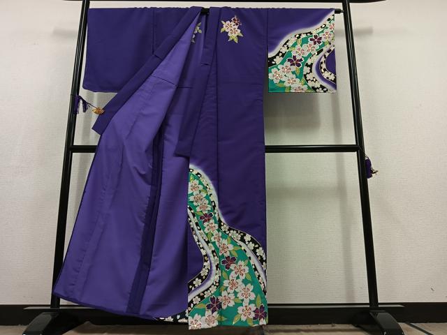 平和屋着物▽訪問着 単衣 舞桜文 金彩 洗える着物 AABC6791jh