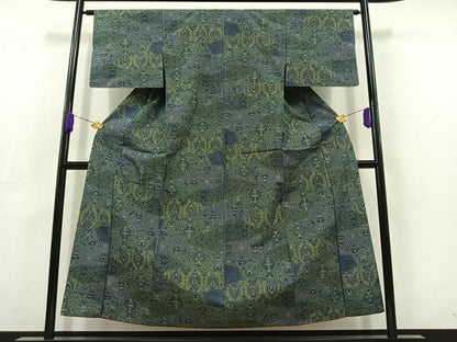平和屋着物▽本場大島紬 単衣 草花文 正絹 逸品 AABC6792jh