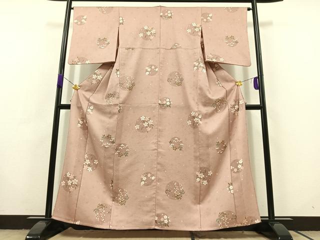 平和屋着物▽小紋 単衣 花丸文 洗える着物 AABC6793jh