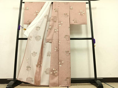 平和屋着物▽小紋 単衣 花丸文 洗える着物 AABC6793jh
