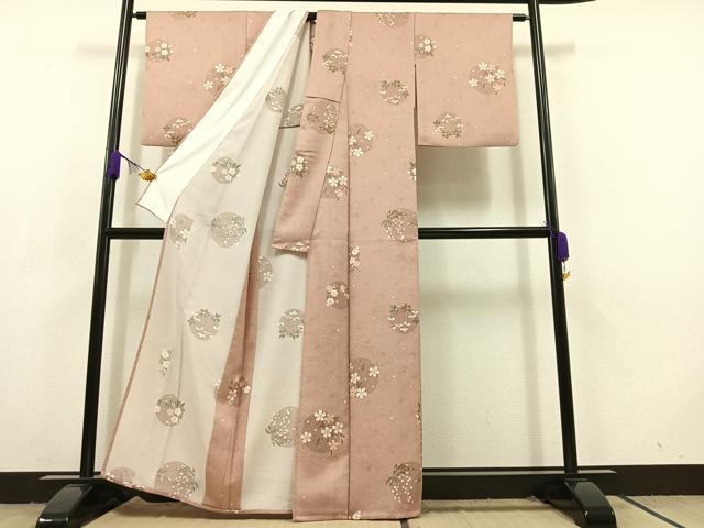 平和屋着物▽小紋 単衣 花丸文 洗える着物 AABC6793jh