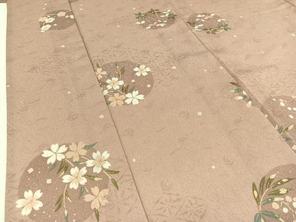 平和屋着物▽小紋 単衣 花丸文 洗える着物 AABC6793jh