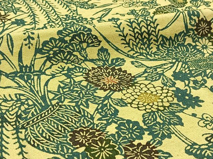 平和屋着物▽上質な紬 単衣 型染め 飾花文 正絹 逸品 未使用 AABC6794jh