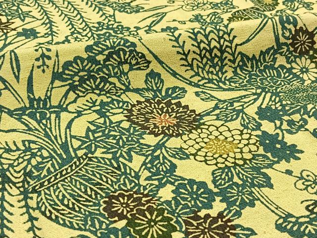 平和屋着物▽上質な紬 単衣 型染め 飾花文 正絹 逸品 未使用 AABC6794jh