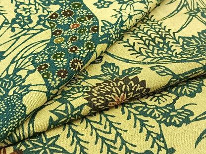 平和屋着物▽上質な紬 単衣 型染め 飾花文 正絹 逸品 未使用 AABC6794jh