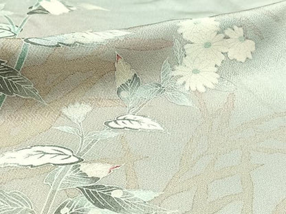 平和屋着物▽訪問着　単衣　友禅　草花文　暈し染め　正絹　逸品　AABC6796jh