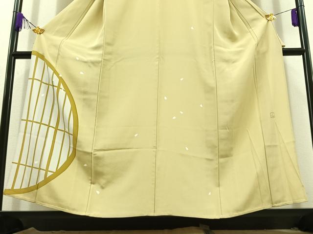 平和屋着物▽ろう彩工芸 奥村一心 訪問着 単衣 舞桜文 正絹 逸品 AABC6797jh