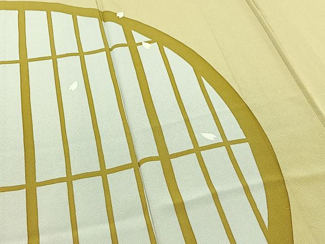 平和屋着物▽ろう彩工芸 奥村一心 訪問着 単衣 舞桜文 正絹 逸品 AABC6797jh