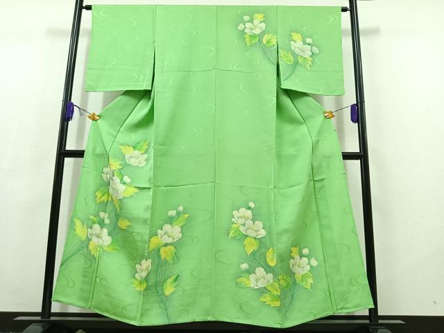 平和屋着物▽訪問着 単衣 流水花文 正絹 逸品 AABC6800jh