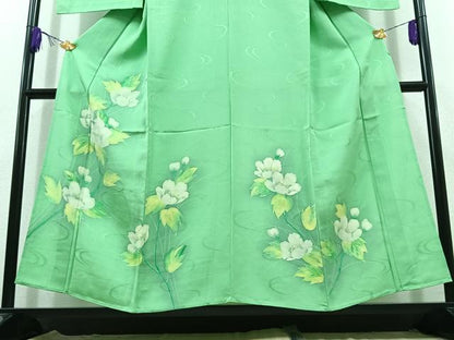 平和屋着物▽訪問着 単衣 流水花文 正絹 逸品 AABC6800jh