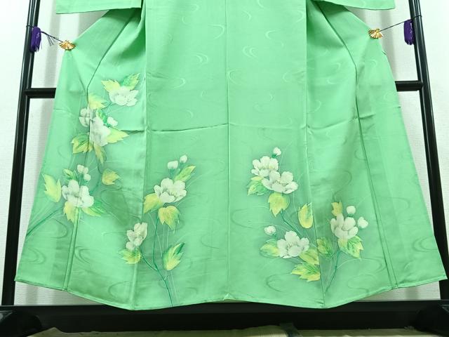 平和屋着物▽訪問着 単衣 流水花文 正絹 逸品 AABC6800jh