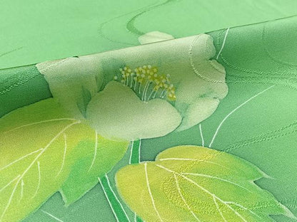 平和屋着物▽訪問着 単衣 流水花文 正絹 逸品 AABC6800jh