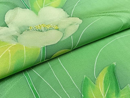 平和屋着物▽訪問着 単衣 流水花文 正絹 逸品 AABC6800jh