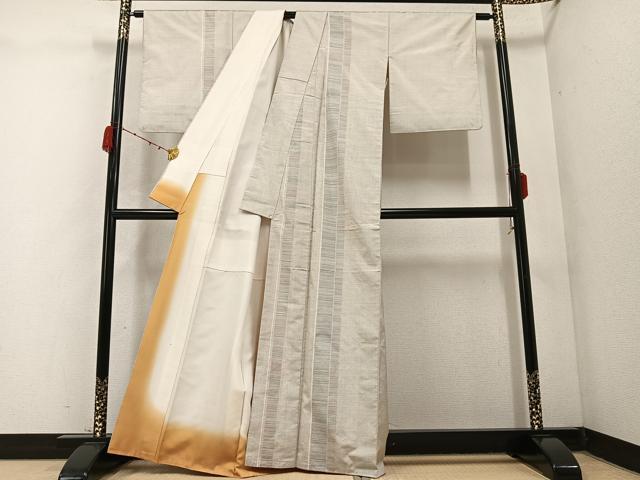 平和屋着物●本場大島紬 白大島 カタス7マルキ 間道 正絹 逸品 AABC6803ph