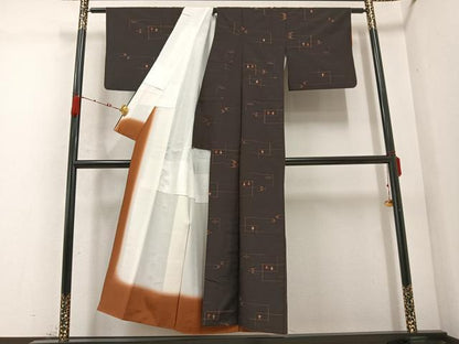 平和屋着物●上質な紬 琉球絣文様 正絹 逸品 AABC6829ph