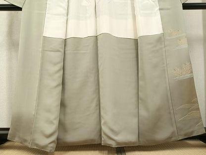 平和屋着物●豪華色留袖　駒刺繍　草花文　暈し染め　金彩　正絹　逸品　AABC6836ph