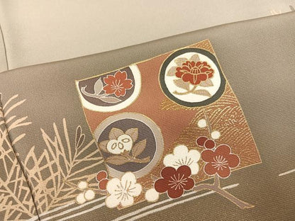 平和屋着物●豪華色留袖　駒刺繍　草花文　暈し染め　金彩　正絹　逸品　AABC6836ph