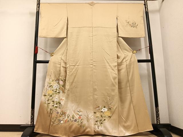 平和屋着物●訪問着 流水枝花鴛鴦文 暈し染め 金彩 正絹 逸品 AABC6837ph