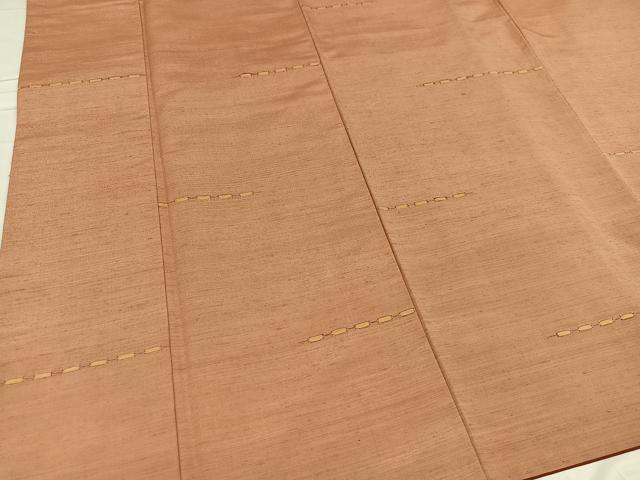 平和屋着物●上質な紬　めがね織　横段文　正絹　逸品　AABC6838ph