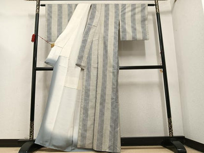 平和屋着物●本場大島紬 一元7マルキ 間道 正絹 逸品 AABC6843ph