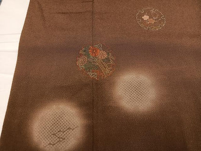 平和屋着物●訪問着 雪輪花文 暈し染め 鬼しぼ縮緬 正絹 逸品 AABC6847ph