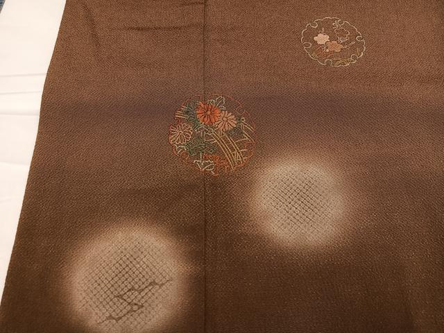 平和屋着物●訪問着 雪輪花文 暈し染め 鬼しぼ縮緬 正絹 逸品 AABC6847ph