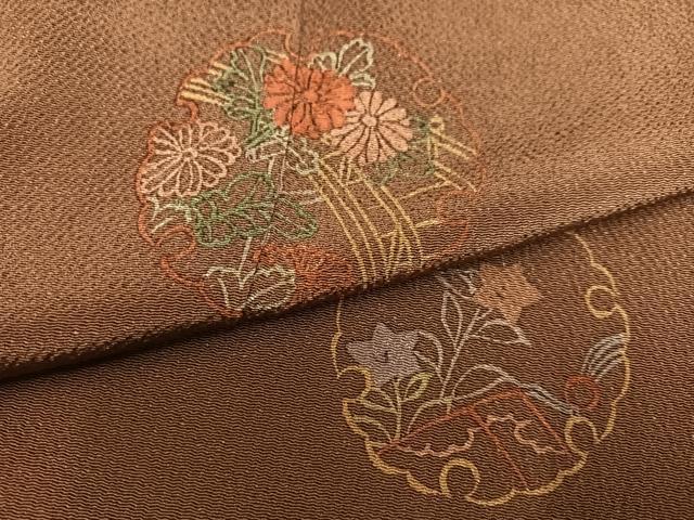 平和屋着物●訪問着 雪輪花文 暈し染め 鬼しぼ縮緬 正絹 逸品 AABC6847ph