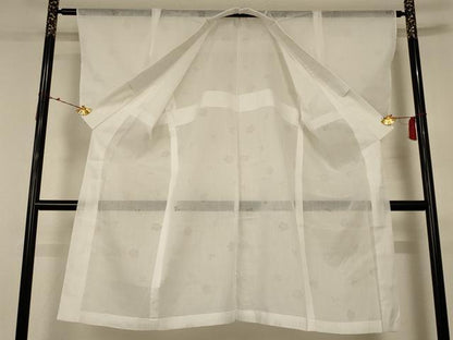 平和屋着物＊夏物 長襦袢 舞花紋紗 白色 半衿刺繍 AABC6884jd
