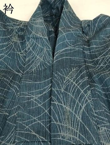 平和屋着物＊夏物　小千谷ちぢみ　葉尽くし　麻　逸品　AABC6885jd