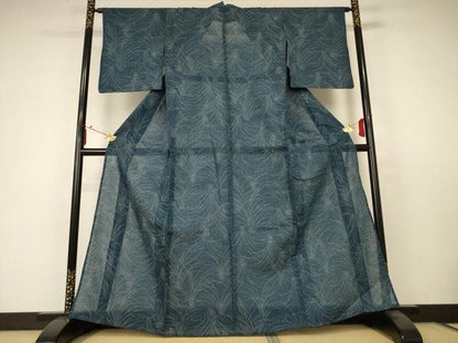 平和屋着物＊夏物　小千谷ちぢみ　葉尽くし　麻　逸品　AABC6885jd