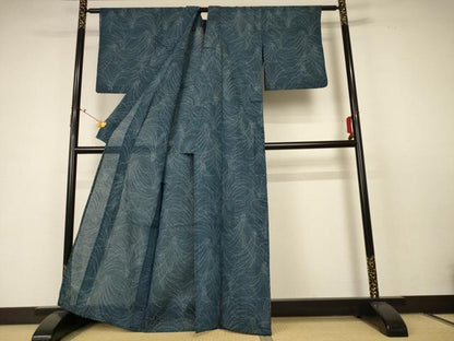 平和屋着物＊夏物　小千谷ちぢみ　葉尽くし　麻　逸品　AABC6885jd