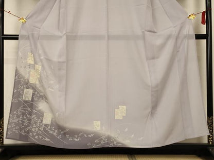 平和屋着物＊夏物 訪問着 絽 色紙草花文 銀彩 正絹 逸品 AABC6888jd