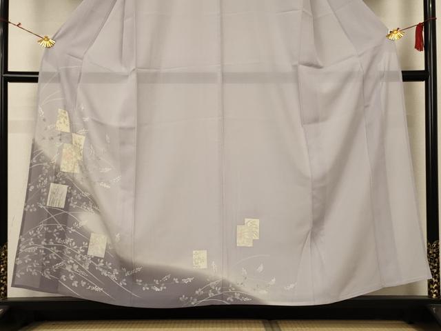 平和屋着物＊夏物 訪問着 絽 色紙草花文 銀彩 正絹 逸品 AABC6888jd