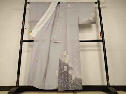 平和屋着物＊夏物 訪問着 絽 色紙草花文 銀彩 正絹 逸品 AABC6888jd