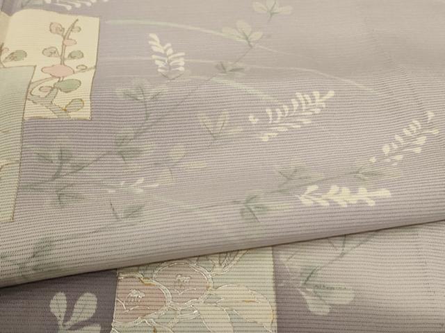 平和屋着物＊夏物 訪問着 絽 色紙草花文 銀彩 正絹 逸品 AABC6888jd