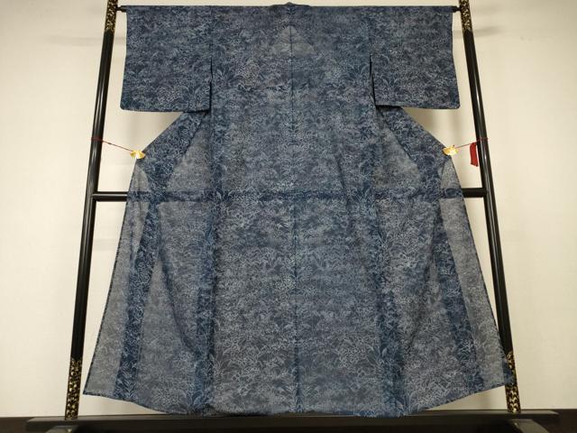 平和屋着物＊夏物 小紋 絽 草花文 正絹 逸品 AABC6890jd