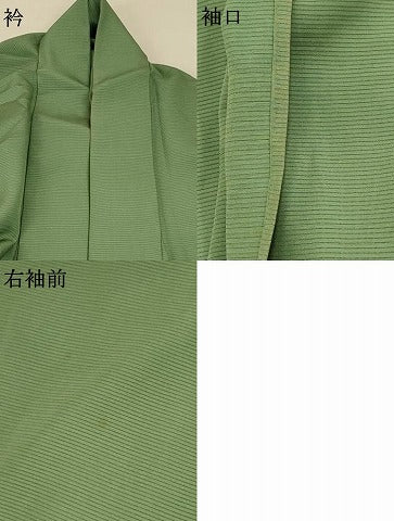 平和屋着物＊夏物 色無地 絽 松葉色 正絹 逸品 AABC6894jd